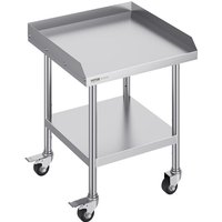 Vevor - Arbeitstisch aus Edelstahl, gewerblicher Arbeitstisch zur Lebensmittelzubereitung mit 4 Rädern, 3-seitiger Spritzschutzwand, 610 x 610 x 762 von VEVOR