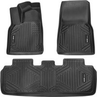 Auto-Fußmatten passend für Tesla Model y 2021–2024, 3-teilige Einlagen für die vordere und zweite Reihe, wetterfeste maßgeschneiderte von VEVOR