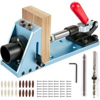 Bewegliche Taschenloch System, Taschenlochbohrlehre, Bohrlehre Bohrschablone, Doppeltaschenloch Jig Kit, Taschenlocher, 2 Spanabfuhrlöcher, exolierte von VEVOR