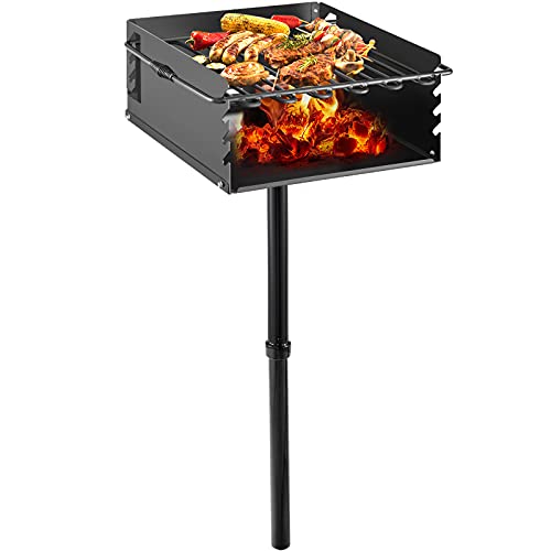 BuoQua Parkähnlicher im Freien Parkähnlicher Holzkohlegrill 16 x 16 Zoll Bodensäule, Grillwagen Holzkohle Edelstahl Leichtgrill Deckel Zubehör Barbecue Gerät für Steaks Hühnchen Burger zu Hause von VEVOR