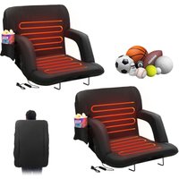 Doppelter beheizter Stadionsitz mit Rückenlehne, 3-stufig beheizbarer breiter Tribünensitz, zusammenklappbarer tragbarer gepolsterter Liegestuhl mit Doppelter beheizter Stadionsitz mit Rückenlehne, 3-stufig beheizbarer breiter Tribünensitz, zusammenklappbarer tragbarer gepolsterter Liegestuhl mit von VEVOR