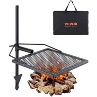 Drehspieß Schwenkgrill Stahl 405 x 405 mm, Holzkohlegrill Tragbarer Grillrost Grillgestell 6 kg Belastbarkeit 300 ℃ Freistehend Spießbratengrill bbq von VEVOR