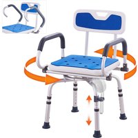 Duschdrehstuhl 360 Grad, verstellbarer Duschsitz mit schwenkbaren Armlehnen für Innenduschen oder Badewannen, rutschfester drehbarer von VEVOR