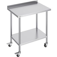 Vevor - Edelstahl-Arbeitstisch, kommerzieller Lebensmittelzubereitungs-Arbeitstisch mit Rollen, Vorbereitungs-Arbeitstisch, Metall-Arbeitstisch mit von VEVOR