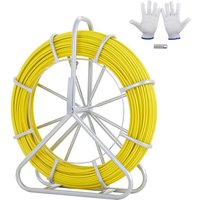 Vevor - Fiberglas Kabel Rad Ø6,35mm x 129,5m Glasfaserstab inkl. Stahlhaspel Handschuhe Bremsgriff Metall-Zugköpfe Fischband -40℃ bis +80℃ von VEVOR