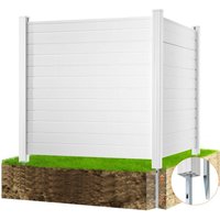 Mophorn - vevor Gartenzaun 127 x 127 cm Sichtschutzzaun pvc und verzinktes Blech-Erdspieß Windschutzzaun Metallpfähle bis 70 cm Lamellenzaun von MOPHORN