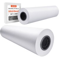 Großformatpapier Plotterpapier 152,4 m x 61 cm 2 Rollen CAD-Bond-Rollen mit 76,2 mm Kern, Zeichenrollen für CAD-Zeichnungen, technische Pläne, Großformatpapier Plotterpapier 152,4 m x 61 cm 2 Rollen CAD-Bond-Rollen mit 76,2 mm Kern, Zeichenrollen für CAD-Zeichnungen, technische Pläne, von VEVOR
