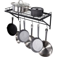 Hängend Topf-Rack 61 cm Topf- und Pfannen-Hängeregal, Topf- und Pfannenaufhänger mit 12 S-Haken, 24,94 kg Ladegewicht, Topfhalter Wand ideal für von VEVOR