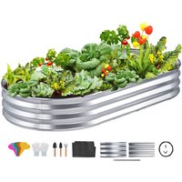 Hochbeet Pflanzkübel Blumenkasten Garten Pflanzkasten Terrassen Gemüsebeet Gartenbeet Pflanzbeet Silber 180x90x30cm verzinktem Metall ideal für den von VEVOR