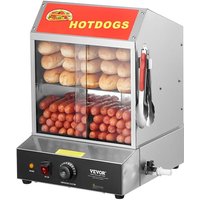 Hot Dog Dampfgarer, 27L, 2-stufiger Hot Dog Hütten-Dampfgarer, 30℃85℃ Temperaturregelung, elektrischer Brötchenwärmer mit Schiebetüren aus gehärtetem von VEVOR