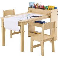 Kindersitzgruppe Kindertisch, 2 Kinderstühle 1 Tisch Kindersitzgruppe aus P2-Grad mdf, 2 in 1 Kindertisch-Set Schreibtisch & Schrank Geeignet für von VEVOR