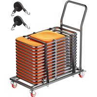 Klappbarer Stuhlständer, 136kg Tragkraft, L-förmiger horizontaler Stuhlwagen für 25Stühle,robuster Stuhl-Aufbewahrungswagen aus Metall mit Klappbarer Stuhlständer, 136kg Tragkraft, L-förmiger horizontaler Stuhlwagen für 25Stühle,robuster Stuhl-Aufbewahrungswagen aus Metall mit von VEVOR