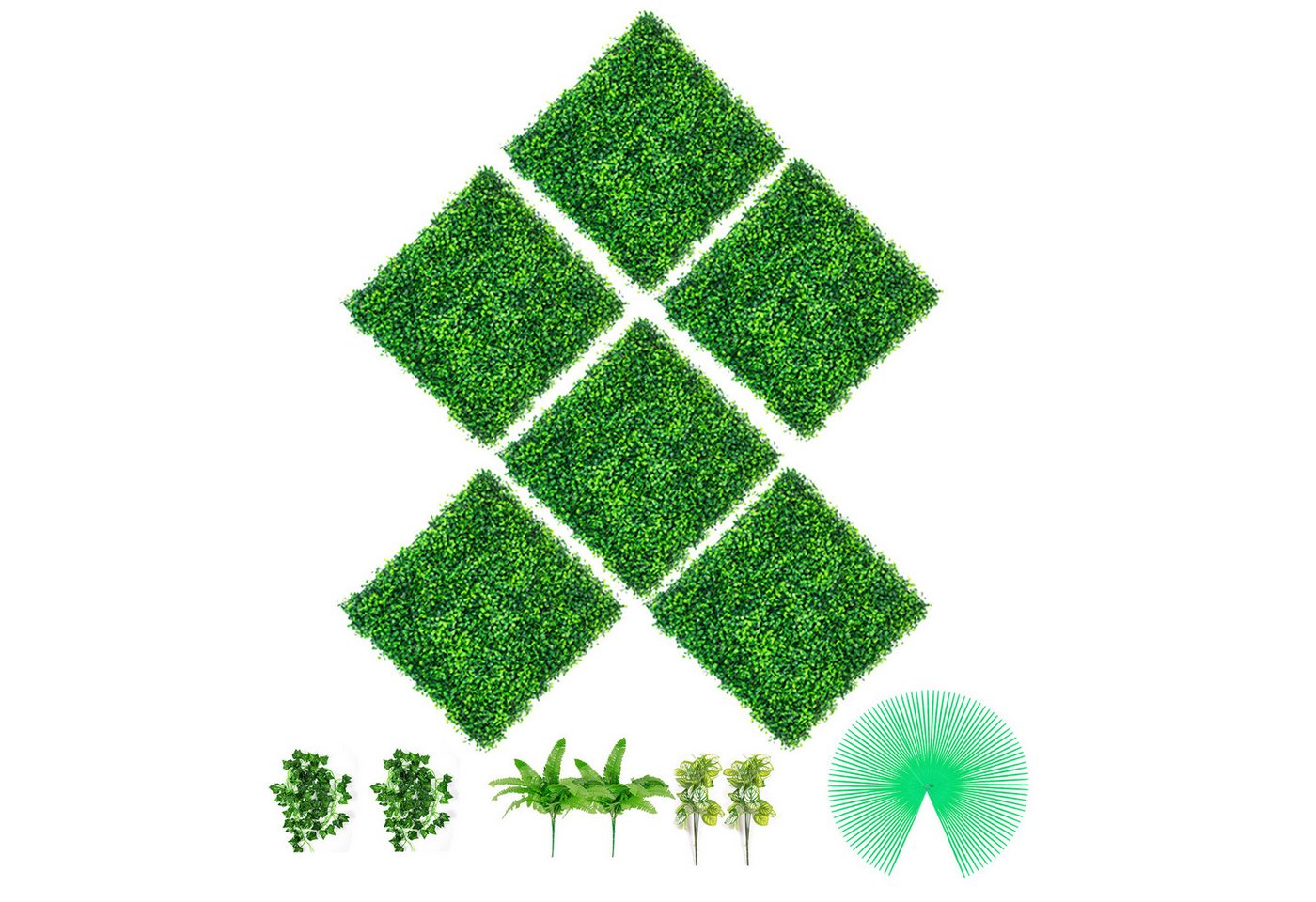 Künstliche Zimmerpflanze VEVOR Künstliche Efeu 6 Stk. 50,8x50,8cm Sichtschutzhecke aus 100% PE, VEVOR von VEVOR