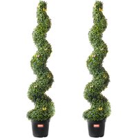 Künstlicher Buchsbaum-Formschnitt,152,4cm hoch(2Stück),spiralförmige Formschnittbäume,Kunstpflanze mit zusätzlichen Blättern,Topf und kleiner von VEVOR