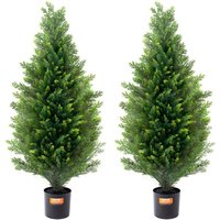 Künstlicher Formschnittbaum aus Zeder,91,4 cm hoch (2 Stück),mit zusätzlichen Blättern und Topf,künstliche immergrüne von VEVOR