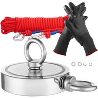 Magnet-Angelset Magnet Angel Kit (Rot) 907 kg doppelseitige Zugkraft, Seltenerd-Neodym-Magnet-Angelset inkl. Haken Hochleistungsseil Handschuhe von VEVOR