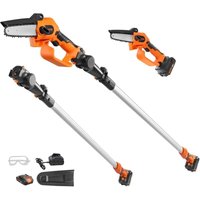 Mini Kettensäge mit Akku 20V 2Ah Bürstenloser Motor 2 in 1 Akku-Hochentaster 22000U/min Kettensäge Elektro, Teleskop Heckenschere Astsäge mit von VEVOR