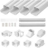 VEVOR Mini-Split-Line-Set-Abdeckung 76,2 mm B 5350 mm L, dekorative PVC-Rohrleitungsabdeckung für Klimaanlage mit 4 geraden Kanälen und vollständigen von VEVOR