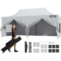 Pavillon 304,8x609,6x320cm Gartenzelt 500D PU-Silber-Gewebe Faltpavillon höhenverstellbar inkl. Aufbewahrungstasche Partyzelt 12-16 Personen Pop up von VEVOR