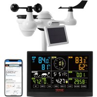 Profi WLAN-Wetterstation 7-in-1 solarbetrieben Wettercenter 7,5-Zoll-Display 150m Übertragungsreichweite Außensensor für Windgeschwindigkeit von VEVOR
