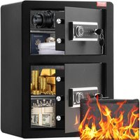 Safe Tresor mit feuerfester Geldtasche, Doppeltüren-Safe 3,5 Kubikfuß, 2 höhenverstellbare Trennwände, digitaler Möbeltresor mit Schlüssel, Code, von VEVOR