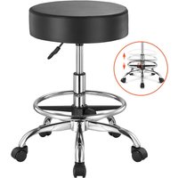 Sattelhocker Rollhocker 204 kg belastbarer höhenverstellbarer (55-71 cm) Drehhocker Arbeitshocker mit Rückenlehne & Fußstütze, von VEVOR
