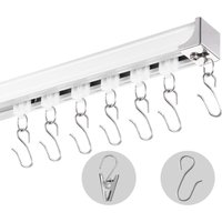 Schiebe-Deckenvorhangschienensystem Set 2,7 m Raumteiler-Gardinenschiene Halterung zur Decken-/Wandmontage für Wohnzimmer Schlafzimmer mit Haken & von VEVOR