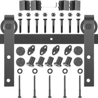 Schiebetürsystem 183cm Schiebetürbeschlag Kohlenstoffstahl Bodenführungsrolle 150kg Tragfähigkeit Türführung max. 91,5cm Türbreite Laufschienen Set von VEVOR