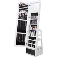 Schmuckschrank mit Spiegel, 360° schwenkbarer Standspiegel mit Aufbewahrung, abschließbarer Organizer mit Ganzkörperspiegel & Samtfutter & LED-Licht von VEVOR