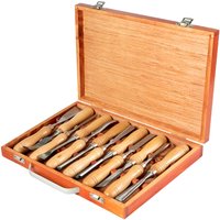 Vevor - Stechbeitel Set 60CRV Holz Schnitzwekzeug 12 Stück Hochgeschwindigkeitsstahl Holzmeißel Set mit Koffer von VEVOR
