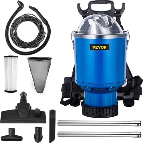 VEVR Rucksackstaubsauger 4L Kommerzielle HEPA-Filtration Rückenstaubsauger 1000W, tragbar, 330x330x580mm Handstaubsauger 18m Verlängerungskabel ideal für Büro Hotel Kino von VEVOR