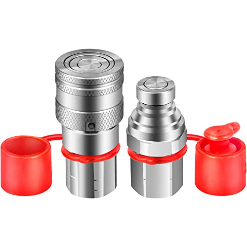 VEVOR 1/2B1/2N1 Hydraulik Kupplungen Stahl & PVC Staubschutz, Steckkupplungen 2x Muffe Stecker 1/2 "Karosserie 1/2" NPT 1,36 kg, Hydraulikkupplungen Maschinenbau Schnellkupplung Komplettes Zubehör von VEVOR