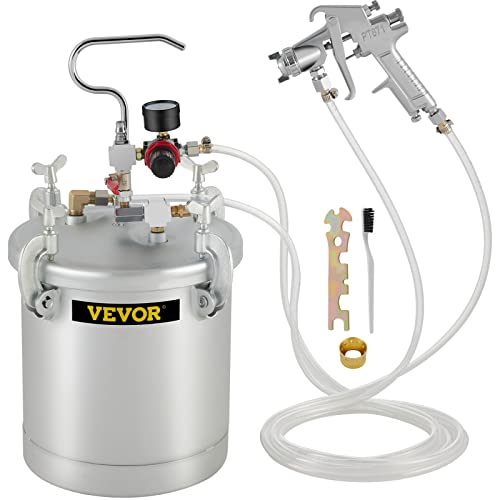 VEVOR 10L 30PSI Farbsprühsystem Lackhalter zum Auftragen von Wasserfarbe, Flecken, Lack, feine Oberflächen für Innen-und Außenprojekte Farbspritzpistole, Silber, 10 l von VEVOR