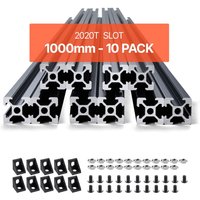 10er Set Aluprofil, 1000 mm T-Nut 2020 Aluminium-Strangpressprofil, eloxierte Linearschiene nach europäischem Standard, Nutenprofil für 3D-Drucker, 10er Set Aluprofil, 1000 mm T-Nut 2020 Aluminium-Strangpressprofil, eloxierte Linearschiene nach europäischem Standard, Nutenprofil für 3D-Drucker, von VEVOR