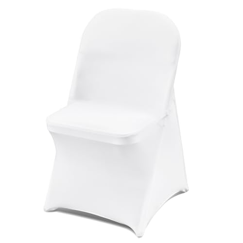 VEVOR 12 Stk. Stuhlhussen Weiß, Universell Stuhlbezüge, Stuhlhussen Elastisch, Elastan Stuhl Abdeckung Max. 444 x 330 x 838 mm für Hochzeiten, Feiern, Partys, Hotels, Stuhlschutz Stuhlüberzug Spandex von VEVOR