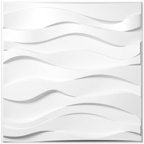 VEVOR 13STK 3D Wandpaneele 50x50cm Dekorative Fliesen Packung Selbstklebend Wandtattoo PVC, für Büro, Flur, Küche, Wohn- und Esszimmer(Wellen) von VEVOR