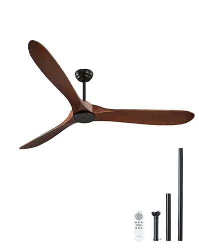 VEVOR 180 cm Deckenventilator ohne Licht, 6-Gang-Fernbedienung, 3 Holzflügel, umkehrbarer Gleichstrommotor, Außenventilator für Schlafzimmer, Wohnzimmer, Terrasse, Innen-/Außenbereich, Walnuss VEVOR 180 cm Deckenventilator ohne Licht, 6-Gang-Fernbedienung, 3 Holzflügel, umkehrbarer Gleichstrommotor, Außenventilator für Schlafzimmer, Wohnzimmer, Terrasse, Innen-/Außenbereich, Walnuss von VEVOR