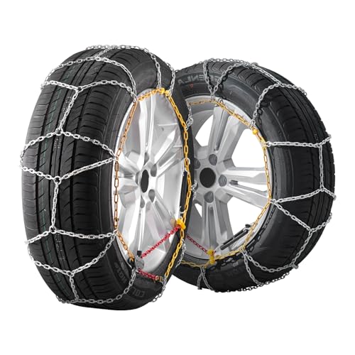 VEVOR 2-teilige Schneeketten Notfall-Traktionsreifenketten für Autos Pickups SUVs Lkws, Mangan-legierter Stahl für 225 55 R17; 215 55 R17; 215/60R17; 215 65 R16; 225/55R17; 245 45 R17; 235 60 R16 von VEVOR