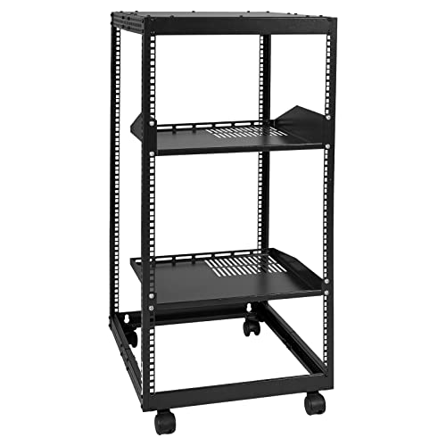VEVOR 20U Server-Rack mit offenem Rahmen, freistehender oder wandmontierter Netzwerk-Server-Rack, 4-Pfosten-AV-Rack mit Rollen, bietet Platz für Ihre gesamte Netzwerk-IT-Ausrüstung, AV-Ausrüstung von VEVOR