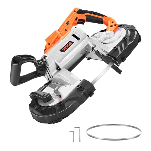 VEVOR 20V Akku Bandsäge, 127x115mm Schnitttiefe, Metallbandsäge, kabelloses & kompaktes Portaband, Aufhängehaken, 0–120 m/min variable Drehzahl, zum Schneiden von Metall, Holz (nur Werkzeug) von VEVOR