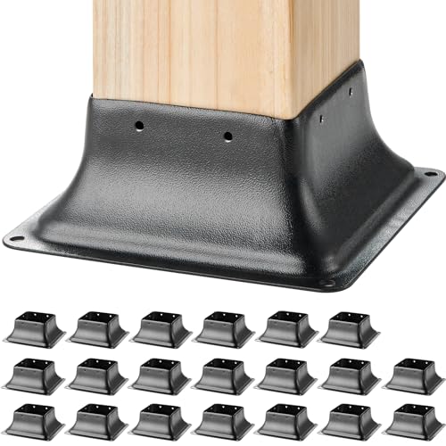 VEVOR 20er-Set Aufschraubhülse 153 x 153 x 62 mm Pfostenträger Kohlenstoffstahl Pfostenschuh Pfosten Pfostenunterlage Bodenhülse Stützenfuß Ideal für Verandageländern, Pergolen und Säulen von VEVOR