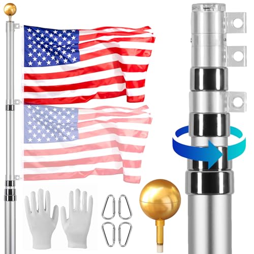 VEVOR 25ft Teleskop-Fahnenmast-Set, Robustes Fahnenmast-Set aus Aluminiumlegierung im Boden für draußen, Fahnenmast mit 3 Anzeigemodi und professionellem Zubehör, Silber VEVOR 25ft Teleskop-Fahnenmast-Set, Robustes Fahnenmast-Set aus Aluminiumlegierung im Boden für draußen, Fahnenmast mit 3 Anzeigemodi und professionellem Zubehör, Silber von VEVOR