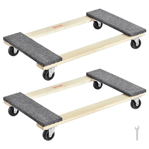 VEVOR 2er-Set Möbelroller 762 x 457,2 x 130 mm Mobeltransportroller Transportrolle Pappelholz + Verbundholz 454 kg Gesamtgewichtskapazität Transportfahrwerk Möbelwagen für Garagen Werkstätten Büros von VEVOR