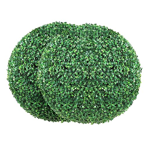VEVOR 2X Buchsbaumkugel Künstlich Ø50,8cm Garten Deko Buchsbaum Kugel künstlich Buchskugel Kunstpflanze aus PE, Holz, PP inkl. 2 STK. Dekorative LED-Leuchten und 10 STK. Ersatzblätter von VEVOR