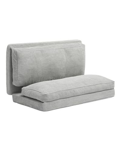 VEVOR 3 in 1 Klappsofa faltbares Schlafsofa mit 2 Kissen & waschbarem Bezug, umwandelbarer Schlafsessel aus 25D Memory Foam, Couch für Wohnzimmer Schlafzimmer, Hellgrau (Full / 2410 x 1360 x 120 mm) von VEVOR