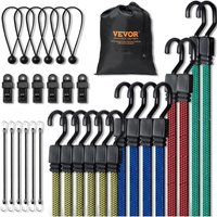 32-teiliges Set mit flachen Bungee-Seilen,17 mm robuste elastische Bänder mit J-Haken aus A3-Stahl,kommt mit 10',18',24',32' & 40' langen 32-teiliges Set mit flachen Bungee-Seilen,17 mm robuste elastische Bänder mit J-Haken aus A3-Stahl,kommt mit 10',18',24',32' & 40' langen von VEVOR
