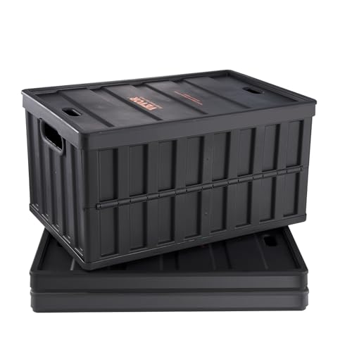 VEVOR 3er-Set 65L Profi Klappbox aus PP Transportbox mit Deckel Faltbarer Aufbewahrungsbox mit Handgriff Stapelbare Kisten Storage Box Faltboxen Stapelboxen für Aufbewahrung & Transport von VEVOR