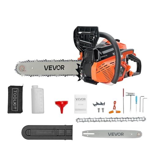 VEVOR 40cc Benzin-Kettensäge, 355 mm Benzin-Kettensäge, 1,8 PS starke Säge mit rutschfestem Griff, zwei Kraftstofftanks, Not-Aus-Funktion, max. 12000U/min, zum Holzfällen, Baumbeschneiden & Roden VEVOR 40cc Benzin-Kettensäge, 355 mm Benzin-Kettensäge, 1,8 PS starke Säge mit rutschfestem Griff, zwei Kraftstofftanks, Not-Aus-Funktion, max. 12000U/min, zum Holzfällen, Baumbeschneiden & Roden von VEVOR