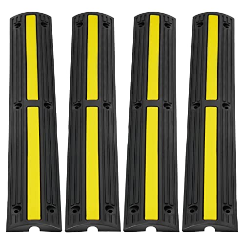 VEVOR 4X 1-Kanal Schlauchbrücke 100x15x3,1cm Kabelbrücke Gummi Überfahrschutz Kabel Kanalgröße 3x2cm Max. Tragfähigkeit 8164kg pro Achse Schwellenrampe Ideal für Wohngebiete Private Garagen Gärten von VEVOR
