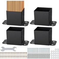 VEVOR 4er-Set Aufschraubhülse 214 x 146 x 140 mm Pfostenträger aus Kohlenstoffstahl mit Sprühbeschichtung Installation auf Beton-oder Holzböden von VEVOR
